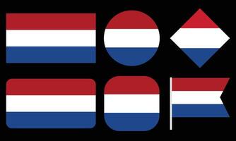 Collection of Netherlands Flag Isolated on Black Background vector