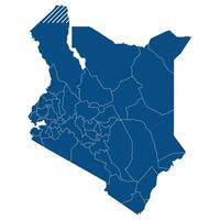 Kenya map. Map of Kenya in administrative provinces in blue color vector