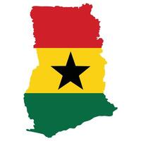 Ghana map with national flag. Map of Ghana with Ghana flag vector