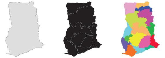 Ghana map. Map of Ghana in set vector