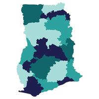 Ghana map. Map of Ghana in administrative provinces in multicolor vector