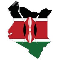 Kenya map with national flag. Map of Kenya with Kenya flag vector
