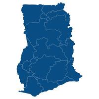 Ghana map. Map of Ghana in administrative provinces in blue color vector