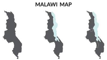 Malawi map. Map of Malawi in set vector