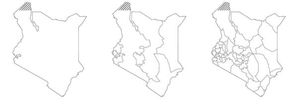 Kenya map. Map of Kenya in white set vector