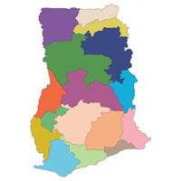 Ghana map. Map of Ghana in administrative provinces in multicolor vector