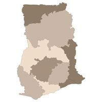 Ghana map. Map of Ghana in main regions in multicolor vector