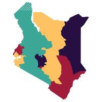 Kenya map. Map of Kenya in main regions in multicolor vector