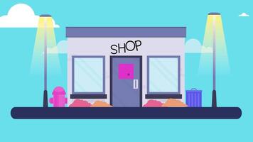 Man Open a Shop with Sign We Are Open Animation video