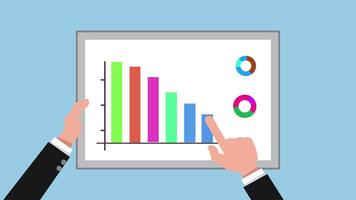 Businessman hands holding a tablet with a bar chart Project Management Animation video