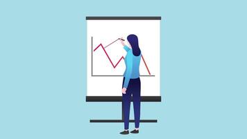 Businesswoman Presenting a Presentation on whiteboard Presentation Work for Meeting Animation video