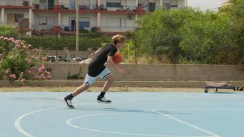 Basketball Player Prepares For The Throw With The Third Half Technique video