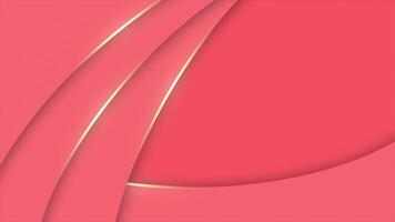 Red color semi circles elegant design with glowing golden stripes abstract luxury loop able background video