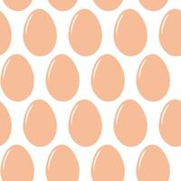 Whole beige eggs in shell in trendy soft shade Seamless pattern isolated on white. Abstract backdrop. EPS illustration. Wrapping, cards, posters, banner, brochures or promo, web wallpaper idea vector