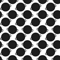 Round Grill pan with stripes and 2 handles Seamless pattern. Top view. Background or promo concept Isolated on white. . Wrapping, wallpaper or web, cards, poster, price tag, label design idea vector