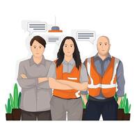 Illustration of teamwork in a company vector