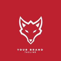 Simple modern Wolf logo with white lines and red background vector