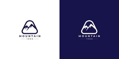 Mountain triangle line logo in blue and white vector