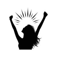 Ecstatic Individual in Victory Pose - Silhouette of Joy and Personal Triumph vector