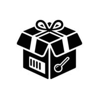 Black and White Gift Box Icon Ideal for Web and Print Projects vector