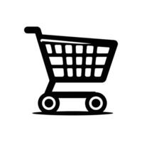 Minimalist Shopping Cart Silhouette Art - Ideal for Web and Print Retail Design Projects and Marketing Campaigns vector