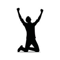 Ecstatic Individual in Victory Pose - Silhouette of Joy and Personal Triumph vector