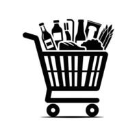 Black Shopping Cart Icon Illustration for Online Store Graphics and E-commerce Projects vector