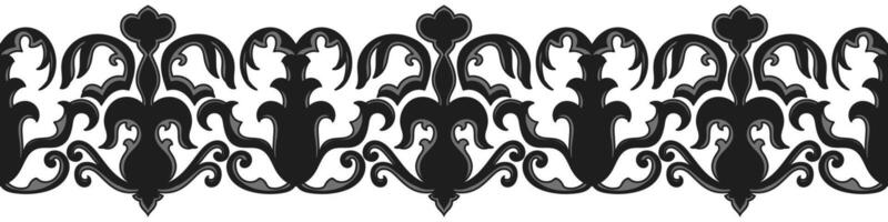Black and shiny damask border for carpet border fabric pattern. Decorate paper edges, wallpaper, wrapping vector