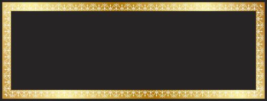 Golden abstract border for cards and messages frame, abstract pattern, black background. vector