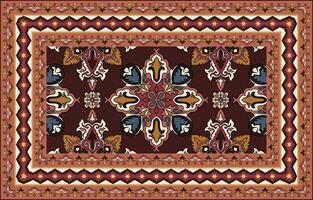 Persian carpet, red abstract pattern Intricate Flower Carpet Navajo vector