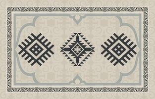 Woven rug with Aztec print Abstract geometric stage carpet vector