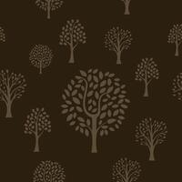 tree seamless pattern with leaves elements vector