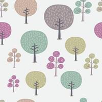 tree seamless pattern with leaves elements vector