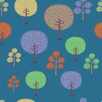 tree seamless pattern with leaves elements vector