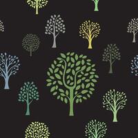 tree seamless pattern with leaves elements vector
