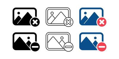 set of delete image file icons. symbol delete photo gallery. modern design isolated on white background vector