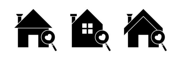 home search symbol with magnifying glass icon. modern design isolated on white background. vector