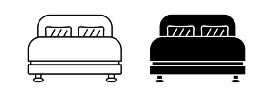 bed icon, line and silhouette design. vector