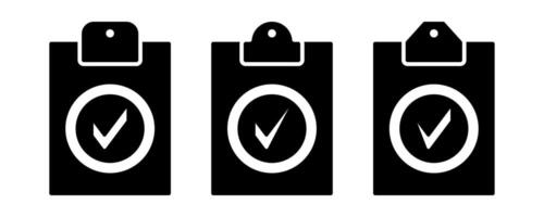 clipboard with check icon. set of check test symbols. simple design isolated on white background. vector