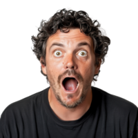 A man with a beard and a mustache is making a funny face with his mouth open. The image has a lighthearted and humorous mood png