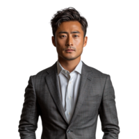 A man in a suit and tie is standing in front of a transparent background png
