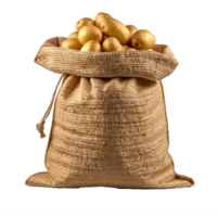 potatoes in sack on transparent background png