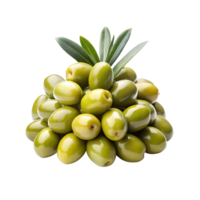 pile of Green olives with leaves png