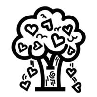 Heart tree icon illustration isolated on square white background. Simple flat outlined cartoon art styled drawing. vector