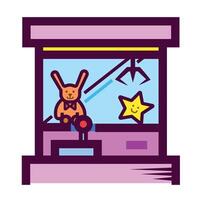 Claw machine arcade toy colorful icon illustration isolated on square white background. Simple flat outlined cartoon art styled drawing. vector