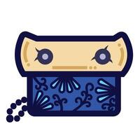 Blue and beige foldable wallet colorful icon illustration isolated on square white background. Simple flat outlined cartoon art styled drawing. vector
