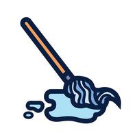 Floor mop colorful icon illustration isolated on square white background. Simple flat outlined cartoon art styled drawing. vector