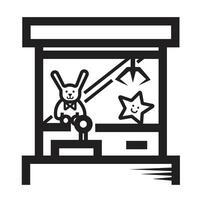 Claw machine arcade toy icon illustration isolated on square white background. Simple flat outlined cartoon art styled drawing. vector