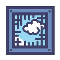 Broken jail window colorful icon illustration isolated on square white background. Simple flat outlined cartoon art styled drawing. vector