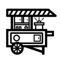 Food cart or gerobak makanan icon illustration isolated on square white background. Simple flat outlined cartoon art styled drawing. vector